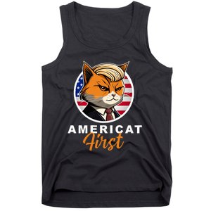 Americat First Funny Patriotic America Cat President Outfit Tank Top