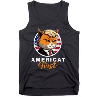 Americat First Funny Patriotic America Cat President Outfit Tank Top