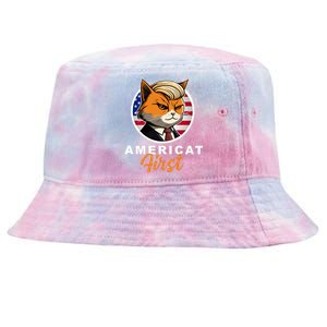 Americat First Funny Patriotic America Cat President Outfit Tie-Dyed Bucket Hat