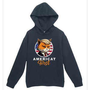 Americat First Funny Patriotic America Cat President Outfit Urban Pullover Hoodie