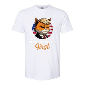 Americat First Funny Patriotic America Cat President Outfit Softstyle CVC T-Shirt