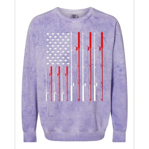 American Flag Fishing Rod Fishing Lover Colorblast Crewneck Sweatshirt