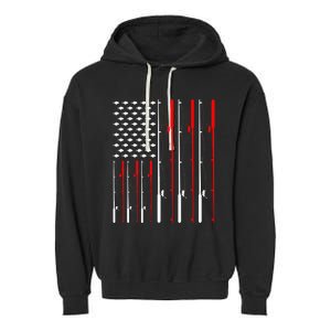 American Flag Fishing Rod Fishing Lover Garment-Dyed Fleece Hoodie