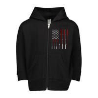 American Flag Fishing Rod Fishing Lover Toddler Zip Fleece Hoodie