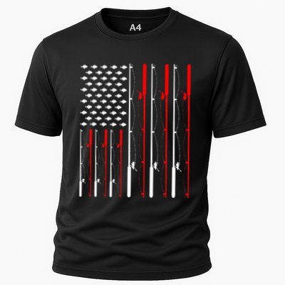 American Flag Fishing Rod Fishing Lover Performance Shirt