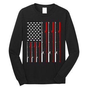 American Flag Fishing Rod Fishing Lover Long Sleeve Shirt