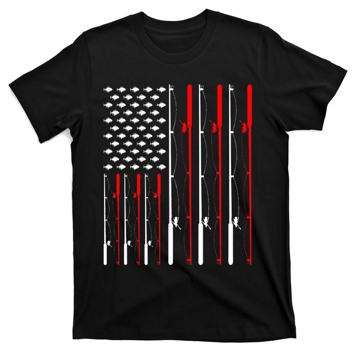 American Flag Fishing Rod Fishing Lover T-Shirt