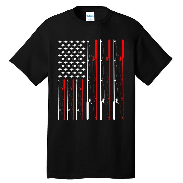 American Flag Fishing Rod Fishing Lover Tall T-Shirt