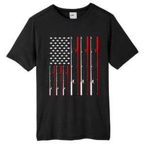 American Flag Fishing Rod Fishing Lover Tall Fusion ChromaSoft Performance T-Shirt