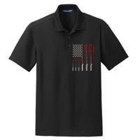 American Flag Fishing Rod Fishing Lover Dry Zone Grid Polo