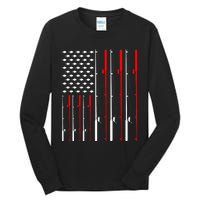 American Flag Fishing Rod Fishing Lover Tall Long Sleeve T-Shirt