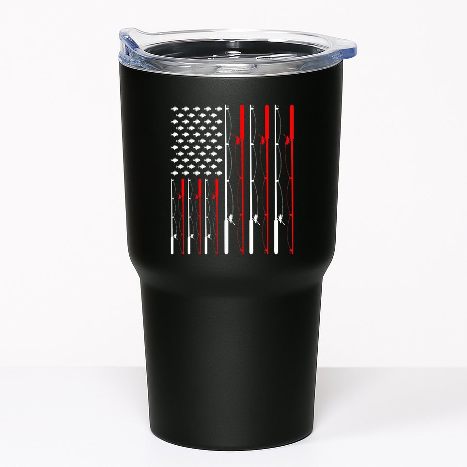 American Flag Fishing Rod Fishing Lover Tumbler