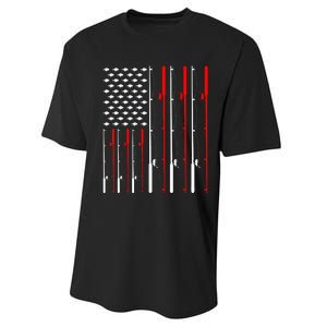 American Flag Fishing Rod Fishing Lover Performance Sprint T-Shirt