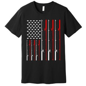 American Flag Fishing Rod Fishing Lover Premium T-Shirt