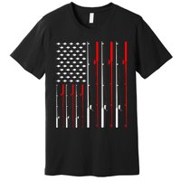 American Flag Fishing Rod Fishing Lover Premium T-Shirt