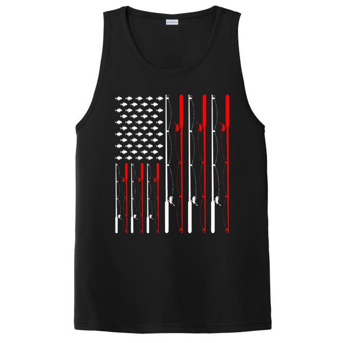 American Flag Fishing Rod Fishing Lover PosiCharge Competitor Tank