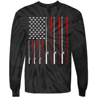 American Flag Fishing Rod Fishing Lover Tie-Dye Long Sleeve Shirt