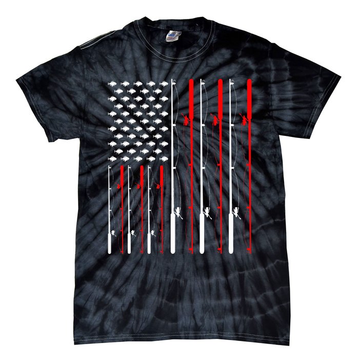 American Flag Fishing Rod Fishing Lover Tie-Dye T-Shirt