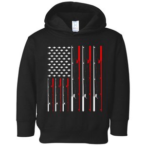 American Flag Fishing Rod Fishing Lover Toddler Hoodie