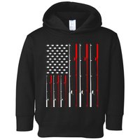 American Flag Fishing Rod Fishing Lover Toddler Hoodie