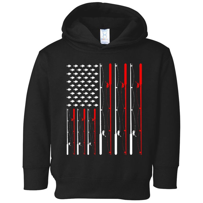 American Flag Fishing Rod Fishing Lover Toddler Hoodie