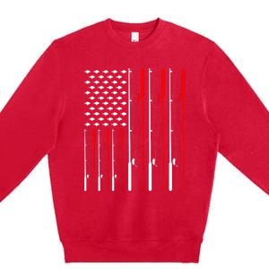 American Flag Fishing Rod Fishing Lover Premium Crewneck Sweatshirt