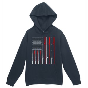 American Flag Fishing Rod Fishing Lover Urban Pullover Hoodie