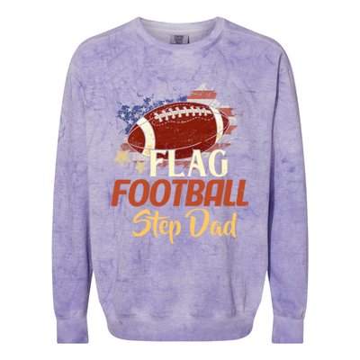 American Flag Football Step Dad Funny Gift For FatherS Day Meaningful Gift Colorblast Crewneck Sweatshirt