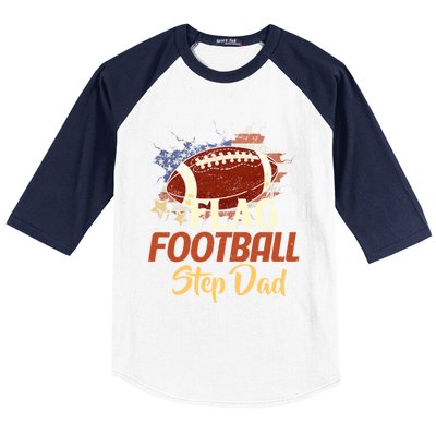 American Flag Football Step Dad Funny Gift For FatherS Day Meaningful Gift Baseball Sleeve Shirt