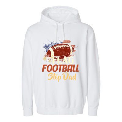 American Flag Football Step Dad Funny Gift For FatherS Day Meaningful Gift Garment-Dyed Fleece Hoodie