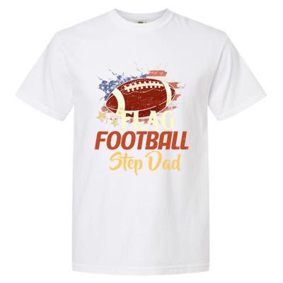 American Flag Football Step Dad Funny Gift For FatherS Day Meaningful Gift Garment-Dyed Heavyweight T-Shirt