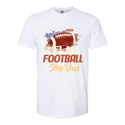 American Flag Football Step Dad Funny Gift For FatherS Day Meaningful Gift Softstyle CVC T-Shirt