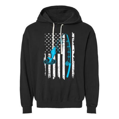 American Flag Fishing Vintage Fishing Garment-Dyed Fleece Hoodie