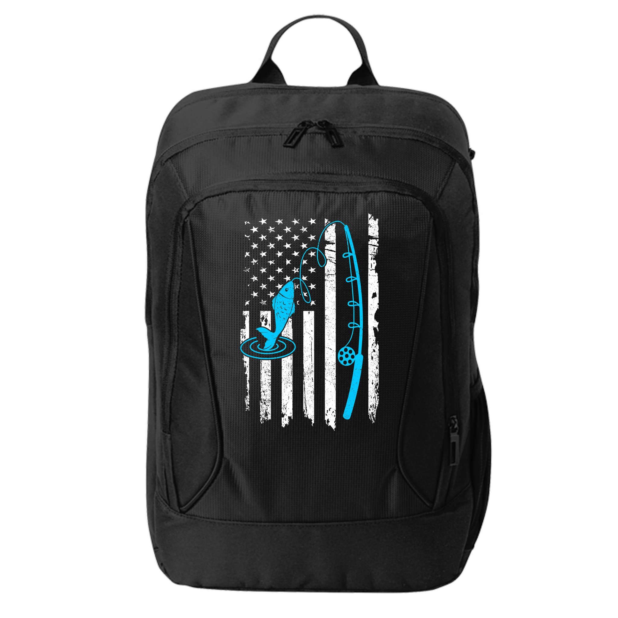 American Flag Fishing Vintage Fishing City Backpack