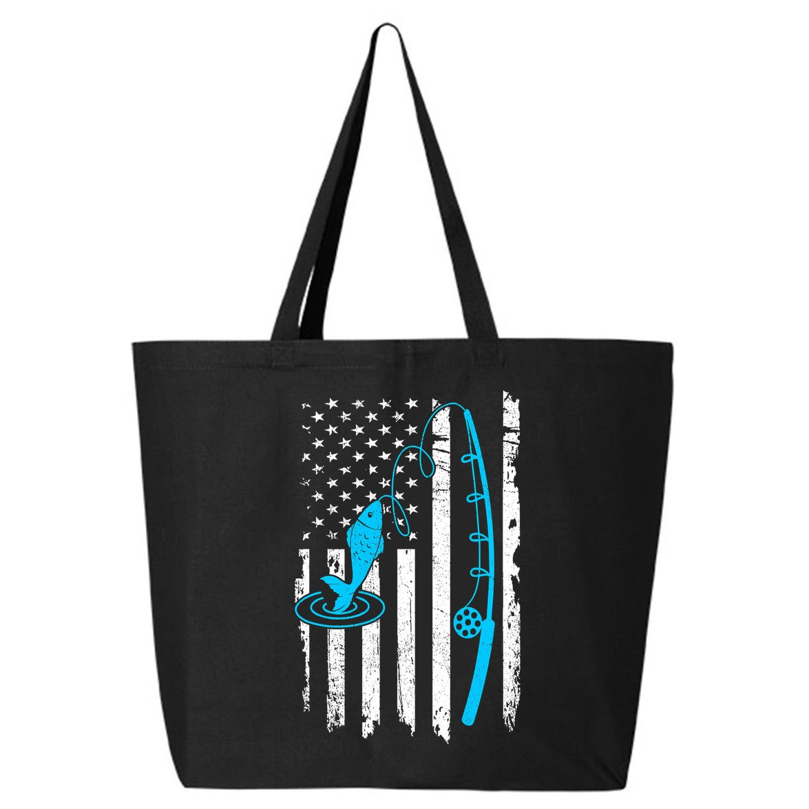 American Flag Fishing Vintage Fishing 25L Jumbo Tote