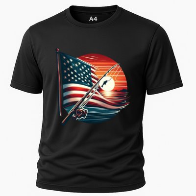 American Flag Fish Fisher Fisher Funny Bass Fishing Usa Gift Performance Shirt