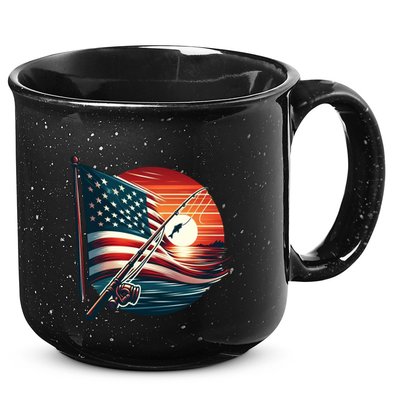 American Flag Fish Fisher Fisher Funny Bass Fishing Usa Gift 15oz Campfire Ceramic Mug