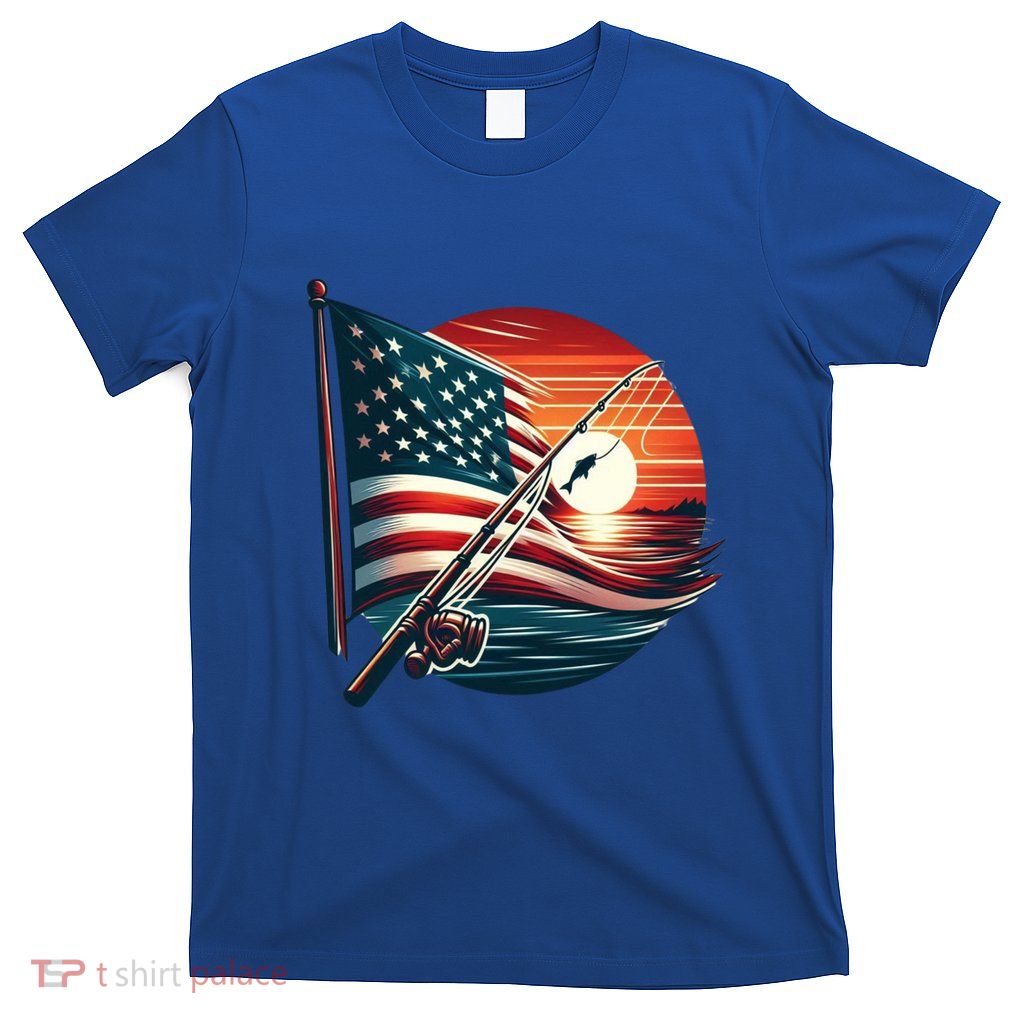 American Flag Fish Fisher Fisher Funny Bass Fishing Usa Gift T-Shirt