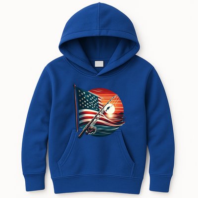 American Flag Fish Fisher Fisher Funny Bass Fishing Usa Gift Kids Hoodie