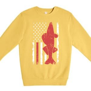 American Flag Fishing Bass Pro Fish 4th Of July Cool Gift Premium Crewneck Sweatshirt