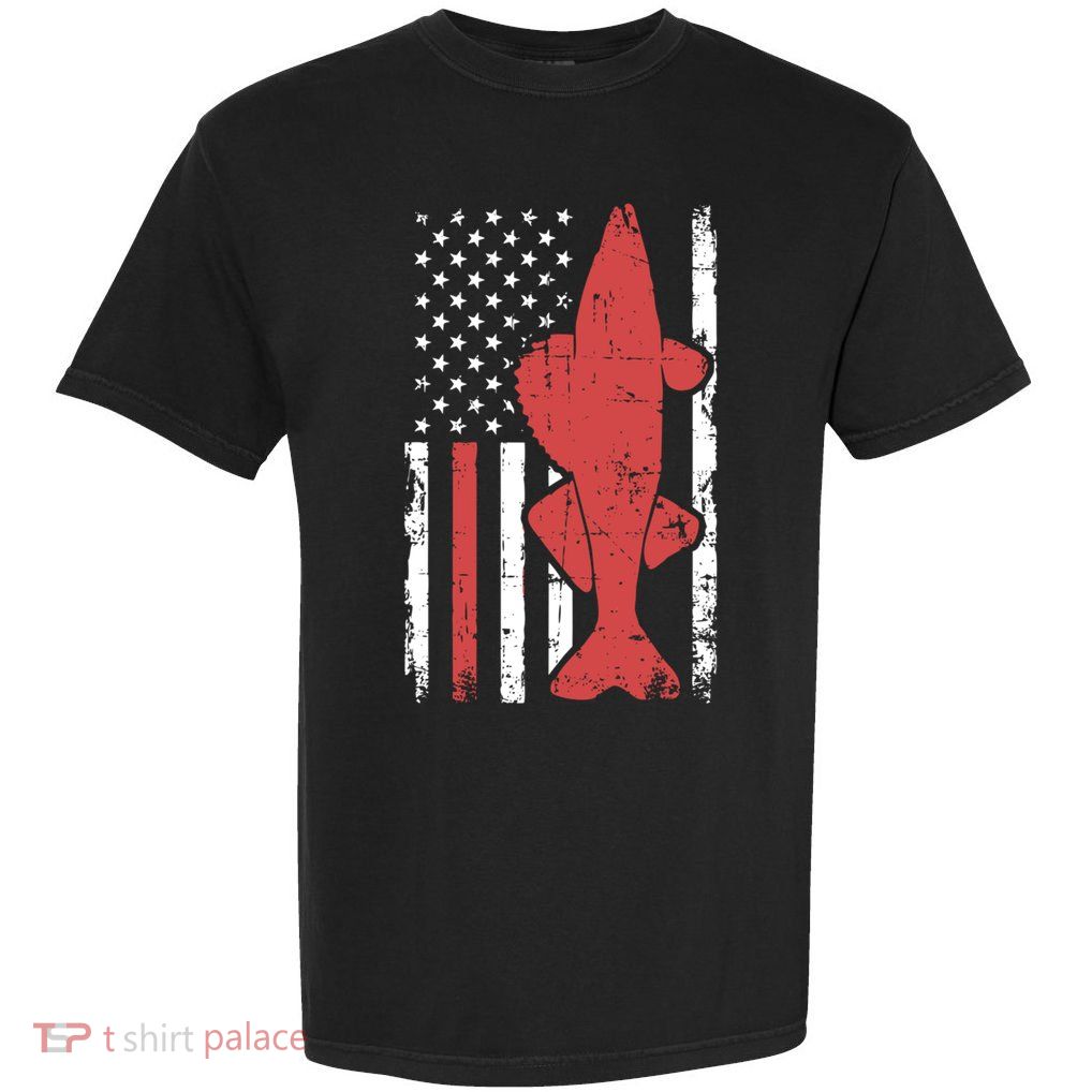 American Flag Fishing Bass Pro Fish 4th Of July Cool Gift Garment-Dyed Heavyweight T-Shirt