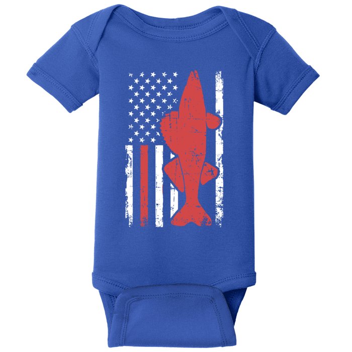 American Flag Fishing Bass Pro Fish 4th Of July Cool Gift Baby Bodysuit