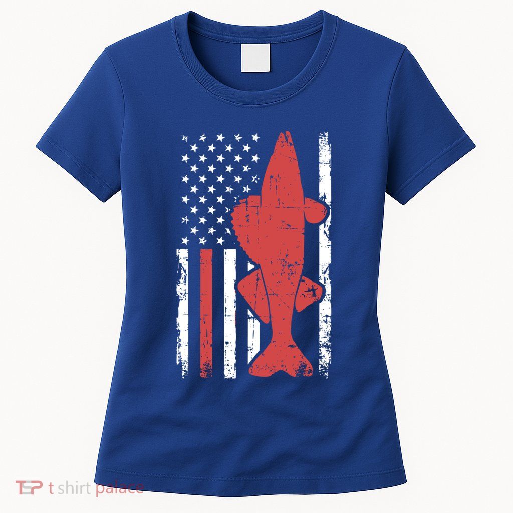 American Flag Fishing Bass Pro Fish 4th Of July Cool Gift Womens T-Shirt