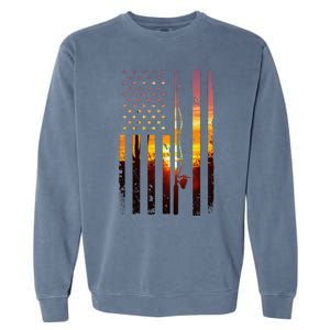 American Flag Fish Fisher Fisherman Funny Bass Fishing Usa Garment-Dyed Sweatshirt