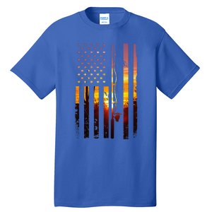 American Flag Fish Fisher Fisherman Funny Bass Fishing Usa Tall T-Shirt