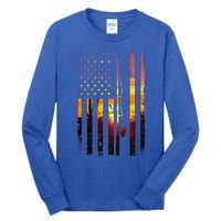 American Flag Fish Fisher Fisherman Funny Bass Fishing Usa Tall Long Sleeve T-Shirt