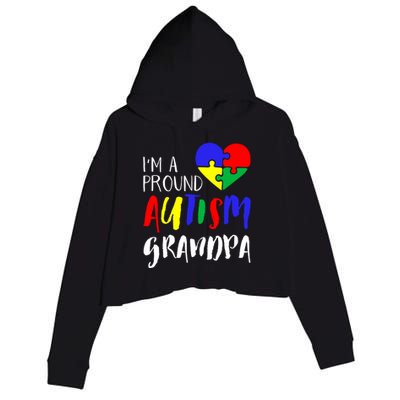 Autism Family Gift Proud Autism Grandpa Funny Gift Autism Funny Gift Crop Fleece Hoodie