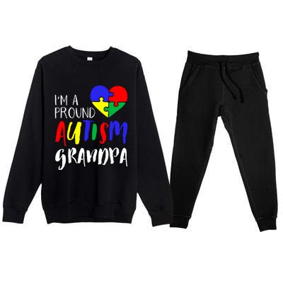 Autism Family Gift Proud Autism Grandpa Funny Gift Autism Funny Gift Premium Crewneck Sweatsuit Set