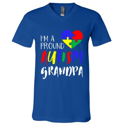 Autism Family Gift Proud Autism Grandpa Funny Gift Autism Funny Gift V-Neck T-Shirt