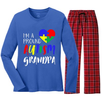 Autism Family Gift Proud Autism Grandpa Funny Gift Autism Funny Gift Women's Long Sleeve Flannel Pajama Set 